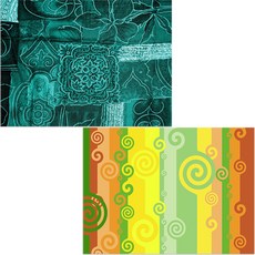 印尼 Bella 矽膠餐墊 風2 + 綠色圖案, 混合顏色, 385 x 285 mm, 2個