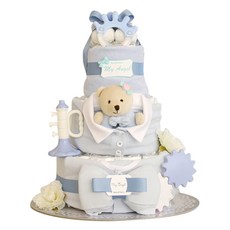 Baby Bakery 全新高級尿布蛋糕 慶祝100天王子款, 藍色