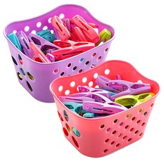 曬衣夾 30入+籃子 紫色/粉色, 1套