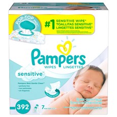 팸퍼스 베이비 와이프 센서티브 7X 팝탑팩 물티슈, 392개입, 1세트
