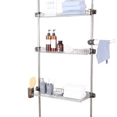 LIVING HAPPY 浴缸收納架 3 級, 銀色, 1個