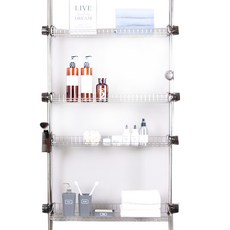 LIVING HAPPY 浴室收納架 4 層, 銀色, 1個