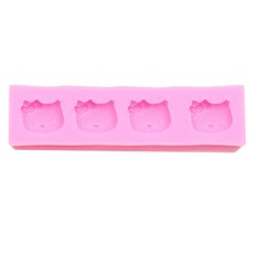 케이지 고양이 얼굴 4구 실리콘 수제 몰드, 랜덤 발송