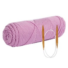 쁘띠목도리 DIY 올뉴 코튼롤 뜨개실 4p + 줄바늘 7mm + 도안, 1세트, 53번 라일락