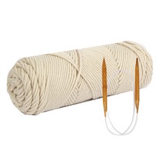 DIY針織棉線 4入+編織棒針 7mm+設計圖案, 9號拿鐵, 1套