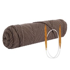 DIY針織棉線 4入+編織棒針 7mm+設計圖案, 30 可可, 1套