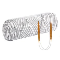 DIY針織棉線 4入+編織棒針 7mm+設計圖案, 42灰色風暴, 1套