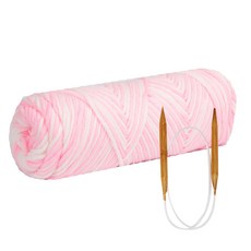 DIY針織棉線 4入+編織棒針 7mm+設計圖案, #39 小指風暴, 1套