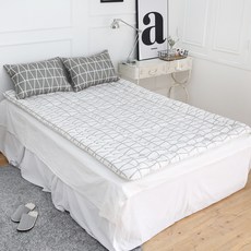 Angel In Bedding 線條圖案床墊+枕頭套, 象牙