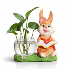 LANO 귀여운 토끼 수경 화분 인테리어 소품 레드 S, 1개