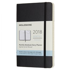 몰스킨 클래식 2018 12M 먼슬리 다이어리 소프트, Black