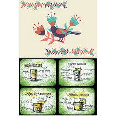 LoemDesign 矽膠餐墊 黑鳥 + 飲料, 1, 385 x 285 mm, 厚度 1mm, 1個