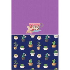 LoemDesign 矽膠餐墊 一杯茶 + 多肉盆栽, 混合顏色, 385 x 285 mm, 厚度 1mm, 1個