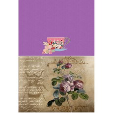 LoemDesign 矽膠餐墊 一杯茶 + 復古玫瑰, 混合顏色, 385 x 285 mm, 厚度 1mm, 1個