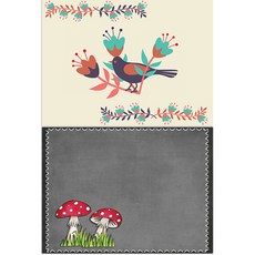 LoemDesign 矽膠餐墊 黑鳥 + 蘑菇, 混合顏色, 385 x 285 mm, 厚度 1mm, 2個