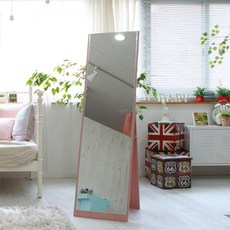 보우데코 싱글룸 가구 전신거울 400 x 1550 mm, 핑크워시