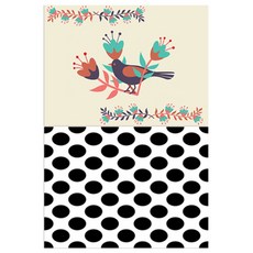 Roem Design 矽膠餐墊 黑鳥 + 圓點, 混合顏色, 385 x 285 mm, 厚度 1mm, 1個