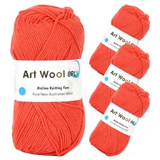 연일섬유 아트울 8PLY 울 100% 뜨개실, 14번 립스틱, 4개