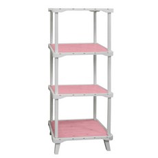 보우데코 싱글룸 가구 다용도 선반 4단 600, 핑크워시