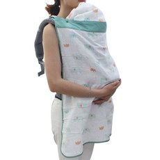 Withbebe 多功能大象印花紗布背帶防風罩, 薄荷綠