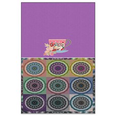 LoemDesign 矽膠餐墊 一杯茶 + 圓圈圖案, 混合顏色, 385 x 285 mm, 厚度 1mm, 1個