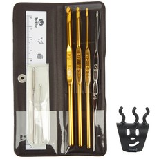 Tulip 經典編織鉤針 黑色+編織指環器, 1套