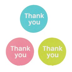 THANK YOU文字印花貼紙 藍色 120入+綠色 120入+粉色 120入, 混色, 1套