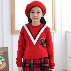 JACKID 童款學院風數字V型印花抓絨長袖上衣