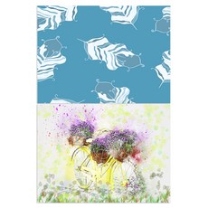 ROEM DESIGN 矽膠餐墊 羽毛薄荷 + 自行車花盆, 混合顏色, 385 x 285 mm, 1個