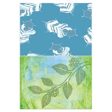 ROEM DESIGN 矽膠餐墊 羽毛薄荷綠 + 樹葉圖案, 混合顏色, 385 x 285 mm, 1個