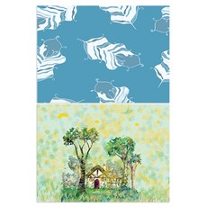 Roem Design 矽膠餐墊 羽毛薄荷 + 快樂小屋, 混合顏色, 385 x 285 mm, 1個