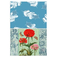 Roem Design 矽膠餐墊 羽毛薄荷 + 花朵青色, 混合顏色, 385 x 285 mm, 1個