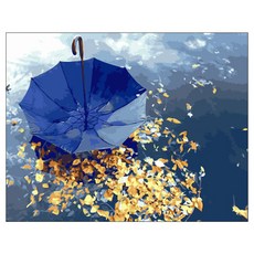 DIY그림그리기 캔버스도면 떨어진우산, 혼합 색상, 1개