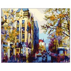 DIY畫圖 油畫 下雨的歐洲, 混色