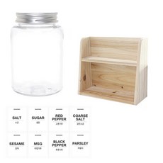 병도매닷컴 투명원형 PET 양념통세트, 1세트, 투명원형PET양념 250ml x 8p + 알루미늄실버캡 8p + 라벨스티커 8p + 오픈 2단 선반