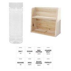 병도매닷컴 투명원형 PET 양념통세트, 1세트, 투명원형PET양념통 140g x 8p + 흰색캡 8p + 라벨스티커 8p + 오픈 2단 선반