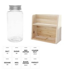 병도매닷컴 투명원형 PET 양념통세트, 1세트, 투명원형PET양념통 200ml x 8p + 알루미늄실버캡 8p + 라벨스티커 8p + 오픈 2단 선반