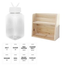 병도매닷컴 투명사각PET 양념통세트, 1세트, 투명사각PET양념통 200ml x 8p + 조미료투명캡 8p + 라벨스티커 8p + 오픈 2단 선반