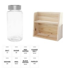 병도매닷컴 투명원형 PET 양념통세트, 1세트, 투명원형PET양념통 200ml x 8p + 금속실버캡 8p + 라벨스티커 8p + 오픈 2단 선반