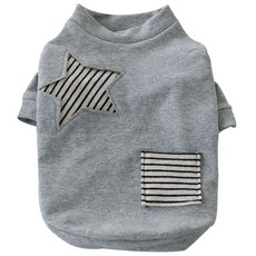 DOGPOSE 星星復古圓領狗狗T恤, 灰色