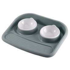 블럭마트 반려동물 식기 + 받침대, 그레이, 2개