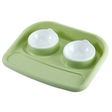 블럭마트 반려동물 식기 + 받침대, 그린, 2개