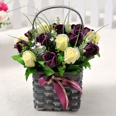 HAPPY WORLD 法式香皂花籃, 梅洛玫瑰混合