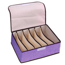 市場情調亞麻收納6格女式內衣收納盒紫羅蘭色, 2件