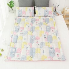 BEAUTE HOUSE 絎縫床墊, 小熊家族款 粉色