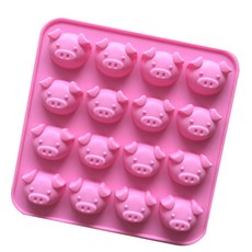 KG 彩色福豬臉模具 16孔 2入, 隨機出貨