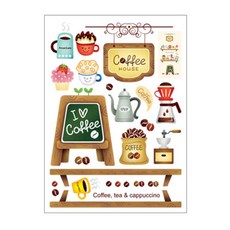 환타스틱스 데코인테리어 포인트스티커 I love coffee FDT-21110, 혼합색상, 48 x 67 cm