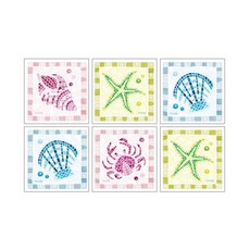 Funtasticks 防滑貼紙 海螺貝殼 32015 6入, 混合顏色, 13.7 x 13.7 cm