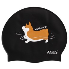 AQUS 矽膠泳帽 威爾斯柯基 AC1803, 黑色