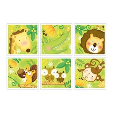 환타스틱스 미끄럼방지 스티커 동물친구들 NSF-32102 6매, 혼합색상, 13.7 x 13.7 cm